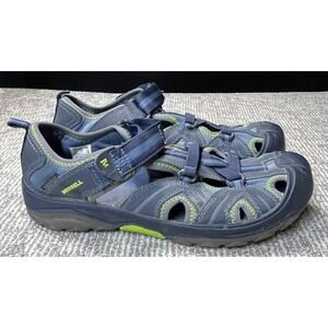 Merrell Hydro Hiker Sandal Shoes Mens Size 7 Blue Leather Hook & Loop Hiking